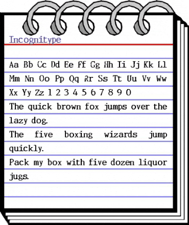 Incognitype Regular animated font preview