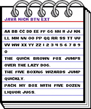 Java Kick BTN Ext Regular animated font preview