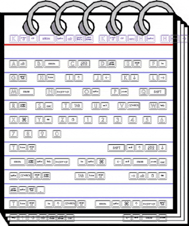 Keyboard KeysHo Hollow Regular animated font preview