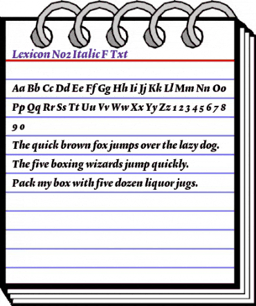 Lexicon No2 Italic F Txt animated font preview