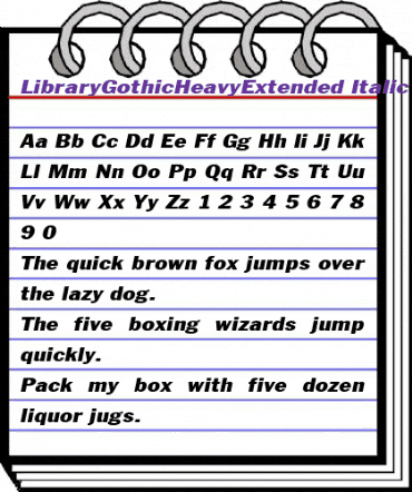 LibraryGothicHeavyExtended Italic animated font preview