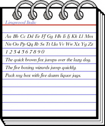 Lingwood Italic animated font preview