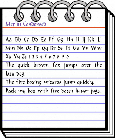 Merlin Condensed Regular animated font preview