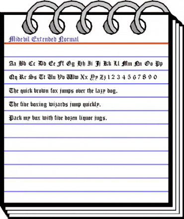 Midevil Extended Normal animated font preview