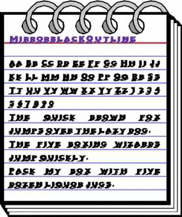 MirrorblacKOutline Regular animated font preview