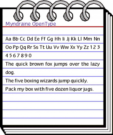 Myndraine Regular animated font preview