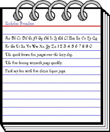 Nicholini Broadpen Regular animated font preview