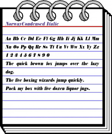 NorwayCondensed Italic animated font preview