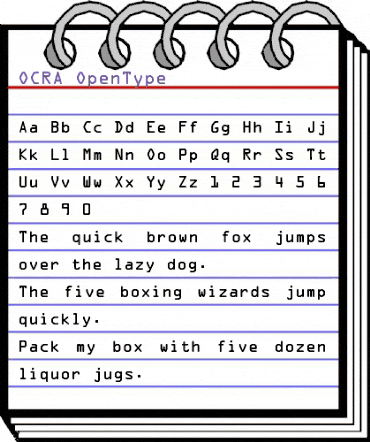 OCRA Regular animated font preview