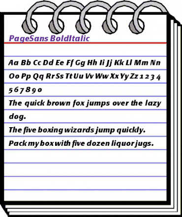 PageSans-BoldItalic Regular animated font preview