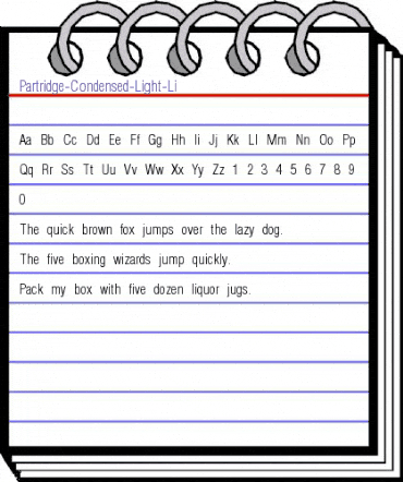 Partridge-Condensed-Light-Li Regular animated font preview