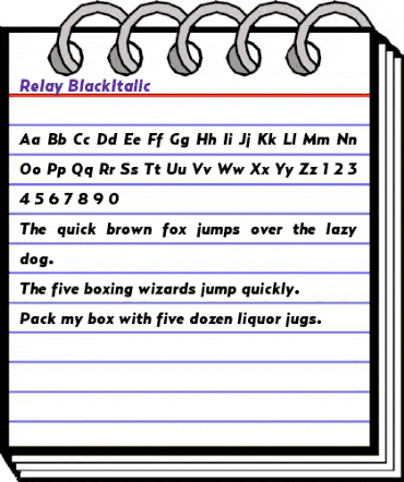 Relay-BlackItalic Regular animated font preview