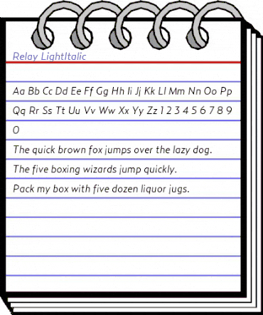 Relay-LightItalic Regular animated font preview