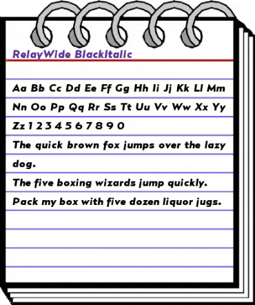 RelayWide-BlackItalic Regular animated font preview