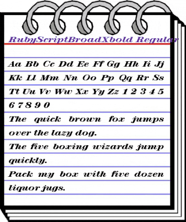 RubyScriptBroadXbold Regular animated font preview