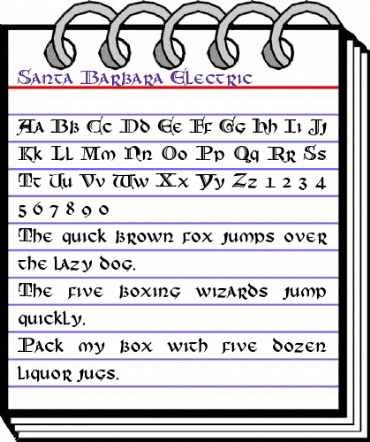Santa Barbara Electric Regular animated font preview