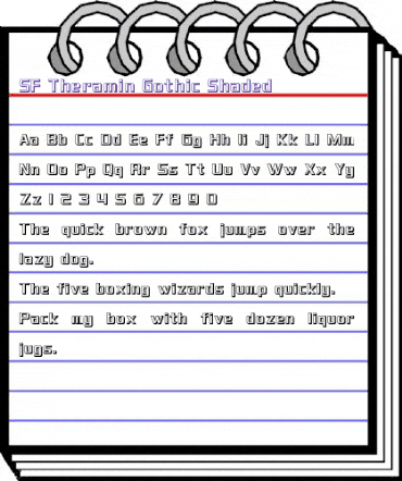 SF Theramin Gothic Shaded Regular animated font preview