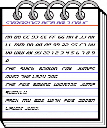 Starfighter Beta Bold Italic Bold Italic animated font preview