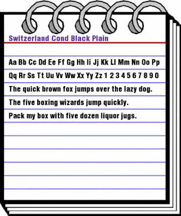 Switzerland Cond Black Plain animated font preview