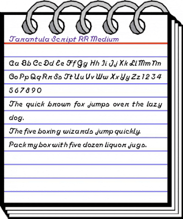 Tarantula Script RR Medium animated font preview