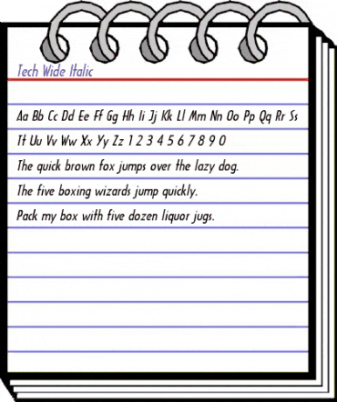 Tech-Wide Italic animated font preview