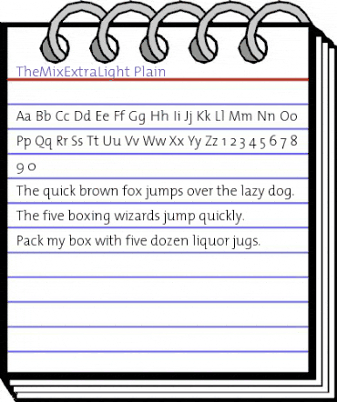 TheMixExtraLight Plain animated font preview