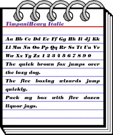 TimpaniHeavy Italic animated font preview