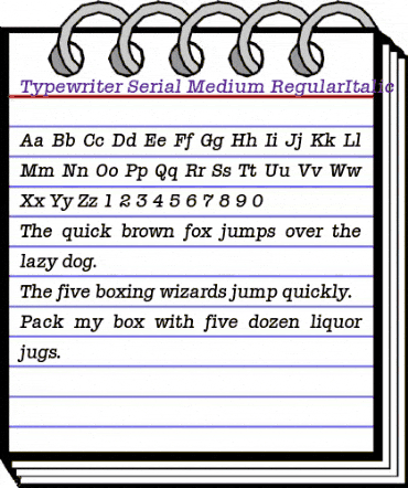 Typewriter-Serial-Medium RegularItalic animated font preview