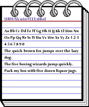 URWAlcuinTEEExtBol Regular animated font preview