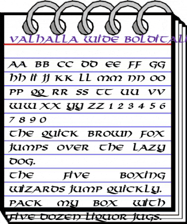 Valhalla Wide BoldItalic animated font preview