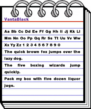 VantaBlack Regular animated font preview