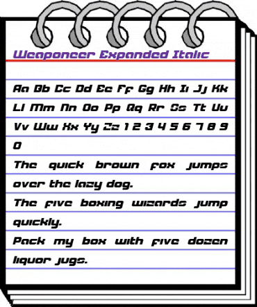 Weaponeer Expanded Italic Expanded Italic animated font preview