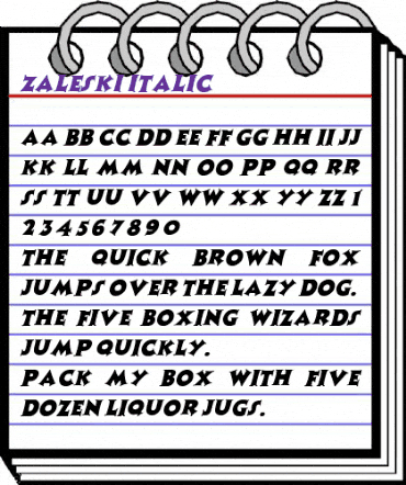 Zaleski italic Italic animated font preview