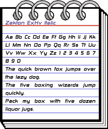 Zekton ExHv Italic animated font preview