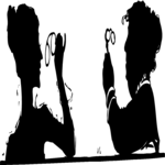 Silhouettes, Women Holding Glasses Clip Art