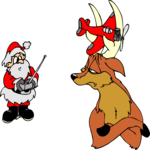 Santa with Toy Plane Clip Art