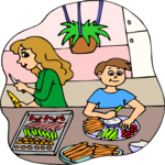 Making Veggie Platter Clip Art