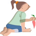 Girl Picking Carrot Clip Art