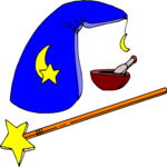 Wizard's Hat & Wand Clip Art