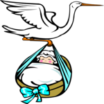 Stork & Boy 1 Clip Art