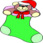 Stocking & Bear 1 Clip Art