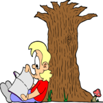 Reading Under Tree Clip Art