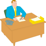 Man at Desk 03 Clip Art