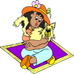 Girl & Cat 4 Clip Art