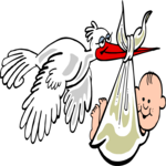 Stork & Baby 3 Clip Art