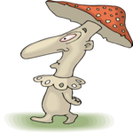 Mushroom Walking  Clip Art