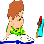 Boy Trying to Study Clip Art