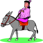 Woman Riding Donkey Clip Art