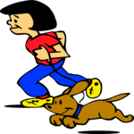 Dog Running with Girl Clip Art