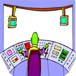 Space Alien at Controls Clip Art